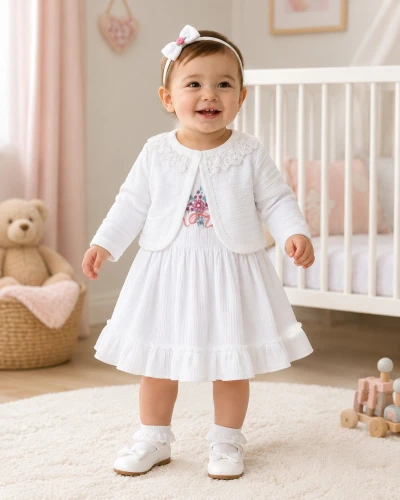 Chic Baby Girl Dress with Vest Set - Wholesale (9-24M)